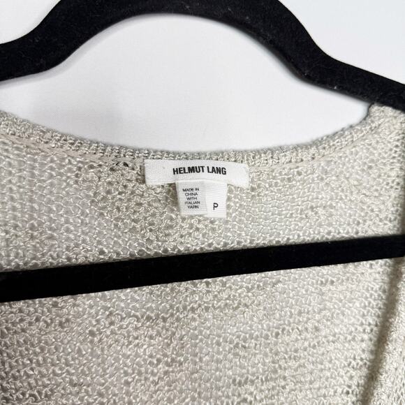 Helmut Lang P Light Heather Gray Silk Open Knit Tank Top Scoop Neck Curved Hem - Picture 7 of 10